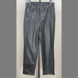 NEW J Crew Pants Womens 26 black faux leather straight leg preppy moto